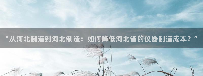 云顶国际公馆产权年限：“从河北制造到河北制造：如何降低河北省